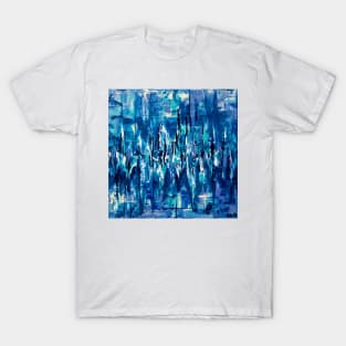 Pause - blue square abstract painting T-Shirt